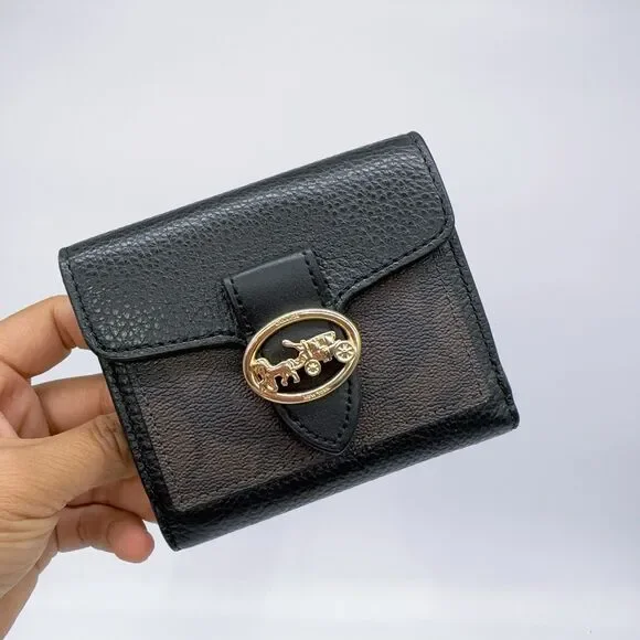 Coach 7250 Georgie Small Wallet In Signature Canvas Coin Card NWT Leather - Picture 2 of 7